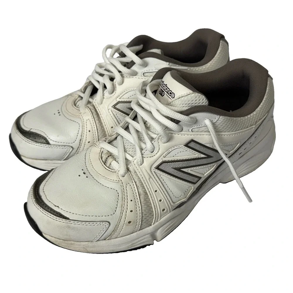 Mens New Balance 519 Abzorb Walking Shoes Sz 8.5 White Leather Gray MX519WG